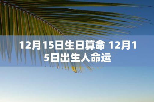 12月15日生日算命 12月15日出生人命运