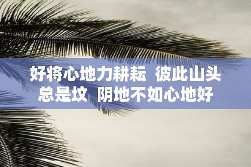 好将心地力耕耘 彼此山头总是坟 阴地不如心地好
