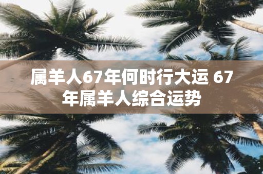 属羊人67年何时行大运 67年属羊人综合运势