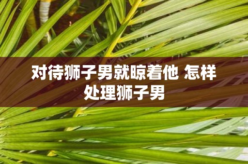对待狮子男就晾着他 怎样处理狮子男