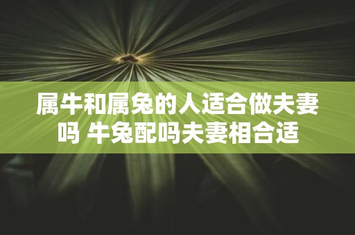 属牛和属兔的人适合做夫妻吗 牛兔配吗夫妻相合适