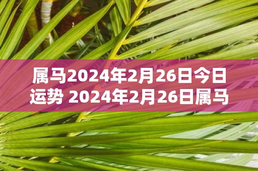 属马2025年2月26日今日运势 2025年2月26日属马人运势好吗