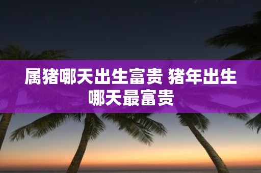 属猪哪天出生富贵 猪年出生哪天最富贵