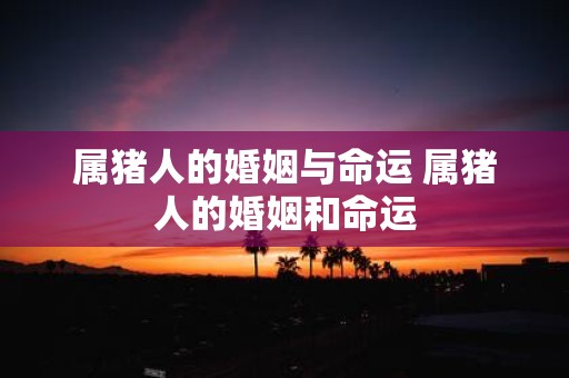 属猪人的婚姻与命运 属猪人的婚姻和命运