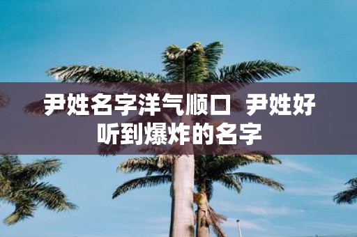 尹姓名字洋气顺口 尹姓好听到爆炸的名字