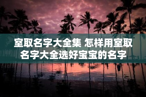 室取名字大全集 怎样用室取名字大全选好宝宝的名字