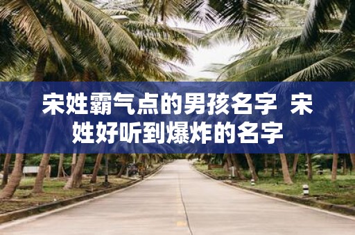 宋姓霸气点的男孩名字 宋姓好听到爆炸的名字