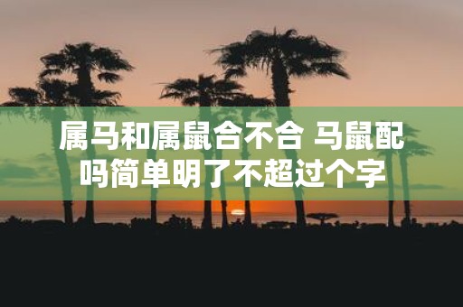 属马和属鼠合不合 马鼠配吗简单明了不超过个字