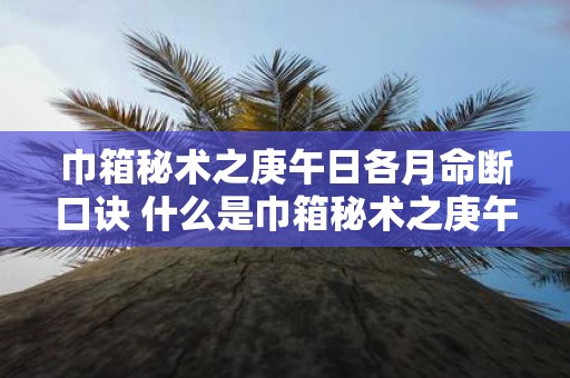 巾箱秘术之庚午日各月命断口诀 什么是巾箱秘术之庚午日各月命断口诀