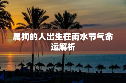 属狗的人出生在雨水节气命运解析