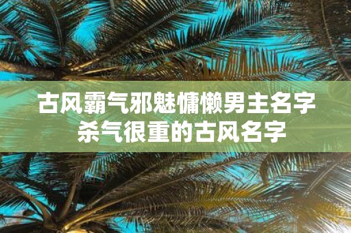 古风霸气邪魅慵懒男主名字 杀气很重的古风名字