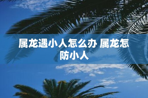 属龙遇小人怎么办 属龙怎防小人