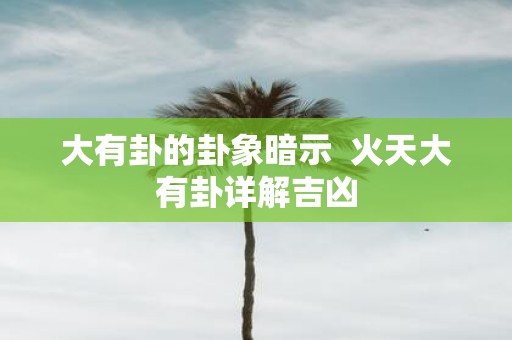 大有卦的卦象暗示 火天大有卦详解吉凶