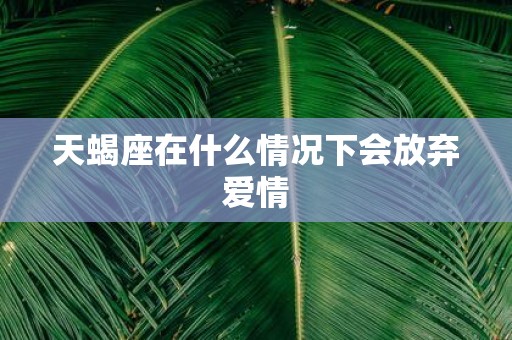 天蝎座在什么情况下会放弃爱情