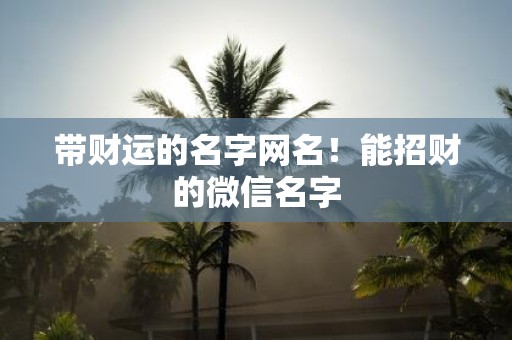 带财运的名字网名！能招财的微信名字