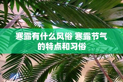 寒露有什么风俗 寒露节气的特点和习俗