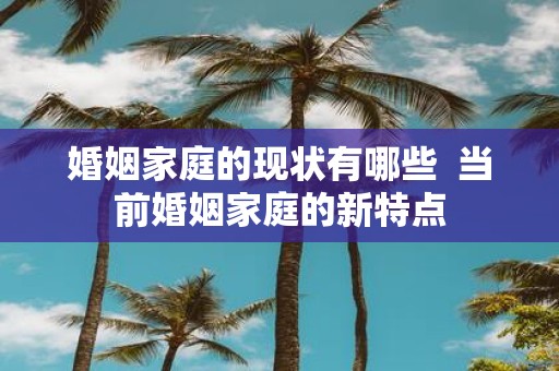 婚姻家庭的现状有哪些 当前婚姻家庭的新特点
