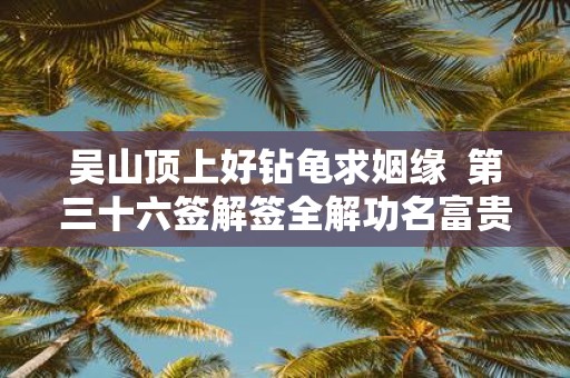 吴山顶上好钻龟求姻缘 第三十六签解签全解功名富贵