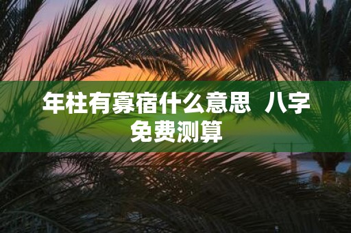 年柱有寡宿什么意思 八字免费测算