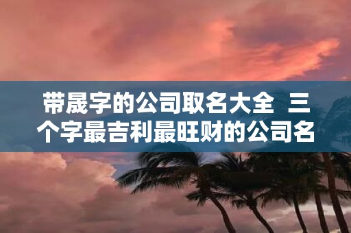 带晟字的公司取名大全 三个字最吉利最旺财的公司名