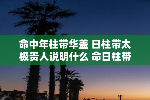命中年柱带华盖 日柱带太极贵人说明什么 命日柱带华盖和太极贵人的含义