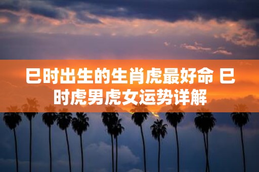 巳时出生的生肖虎最好命 巳时虎男虎女运势详解