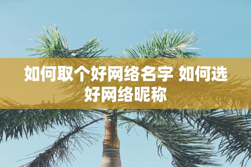 如何取个好网络名字 如何选好网络昵称