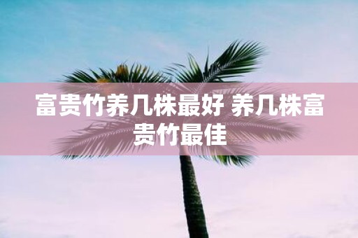 富贵竹养几株最好 养几株富贵竹最佳
