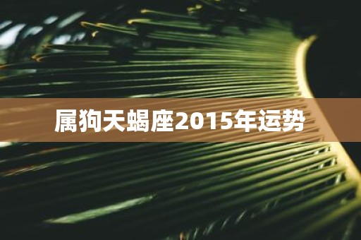 属狗天蝎座2015年运势