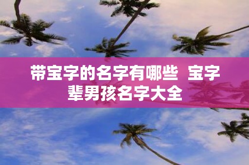 带宝字的名字有哪些 宝字辈男孩名字大全