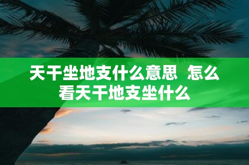 天干坐地支什么意思 怎么看天干地支坐什么