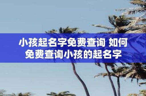 小孩起名字免费查询 如何免费查询小孩的起名字