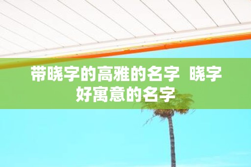 带晓字的高雅的名字 晓字好寓意的名字