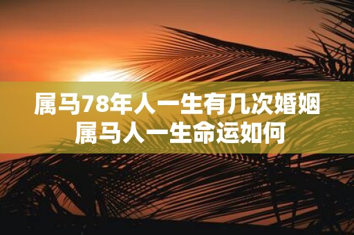 属马78年人一生有几次婚姻 属马人一生命运如何