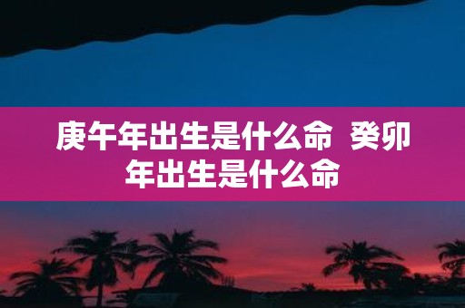 庚午年出生是什么命 癸卯年出生是什么命