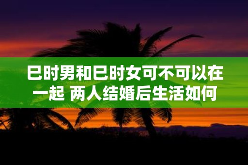 巳时男和巳时女可不可以在一起 两人结婚后生活如何