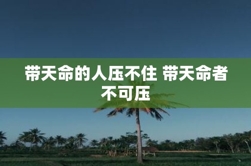 带天命的人压不住 带天命者不可压
