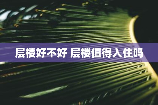 层楼好不好 层楼值得入住吗