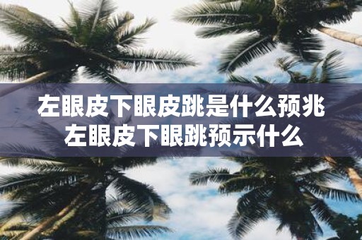左眼皮下眼皮跳是什么预兆 左眼皮下眼跳预示什么