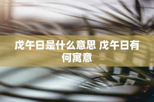 戊午日是什么意思 戊午日有何寓意