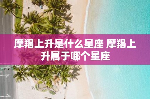 摩羯上升是什么星座 摩羯上升属于哪个星座