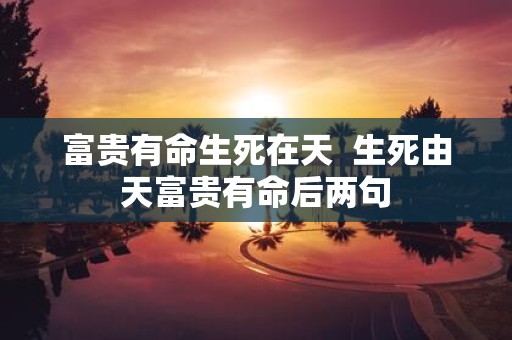 富贵有命生死在天 生死由天富贵有命后两句