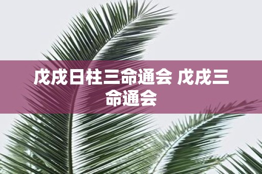 戊戌日柱三命通会 戊戌三命通会