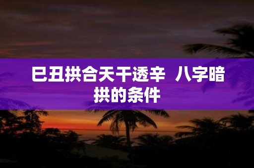 巳丑拱合天干透辛 八字暗拱的条件