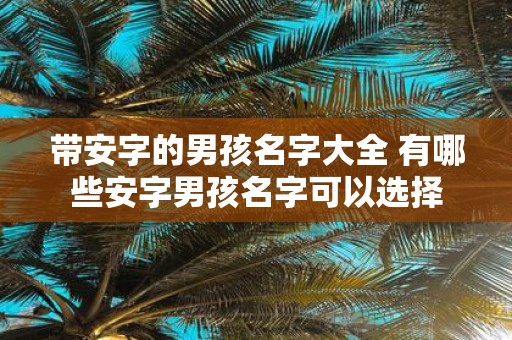 带安字的男孩名字大全 有哪些安字男孩名字可以选择
