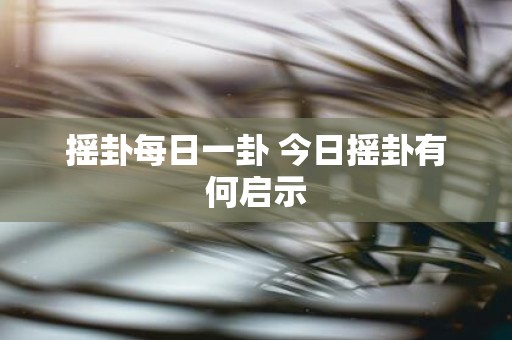 摇卦每日一卦 今日摇卦有何启示