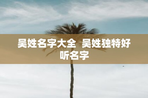 吴姓名字大全 吴姓独特好听名字