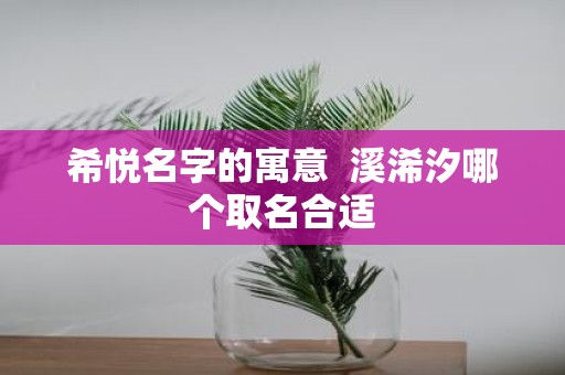 希悦名字的寓意 溪浠汐哪个取名合适