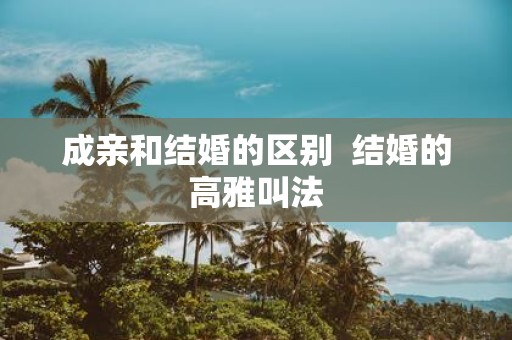 成亲和结婚的区别 结婚的高雅叫法