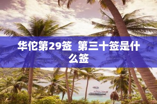 华佗第29签 第三十签是什么签